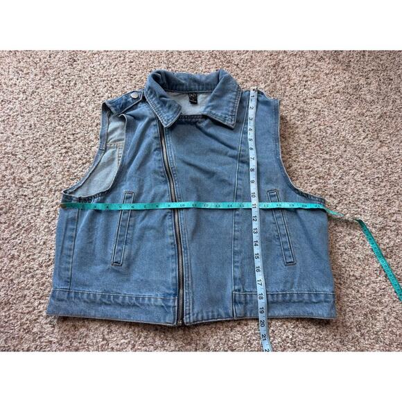 DAZY Vintage Denim Vest size women's Large; broken zipper; Jean Vest - Picture 4 of 10
